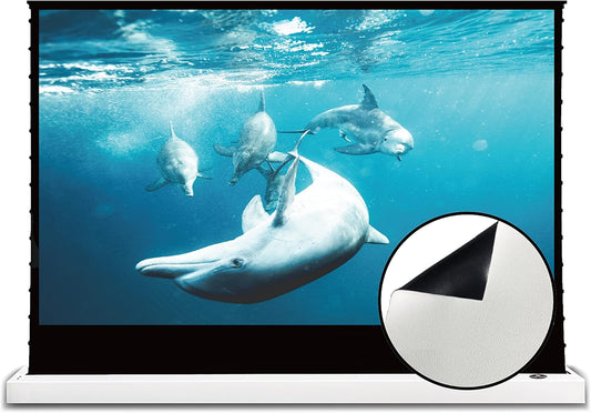 VIVIDSTORM-Screen Projector S 110 inch Motor Rollable Foldaway Portable Screen with White Cinema PVC, 4k 3D HD Gaming/Office Room,Compatible with Standard Projector,VWSDSTW110H