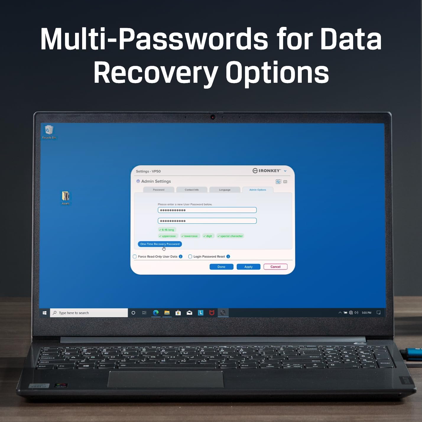 Kingston Ironkey Vault Privacy 50 USB-C 512GB Encrypted Flash Drive | FIPS 197 Certified | XTS-AES 256-bit | BadUSB and Brute Force Protection | Mult-Password Option | IKVP50C/512GB