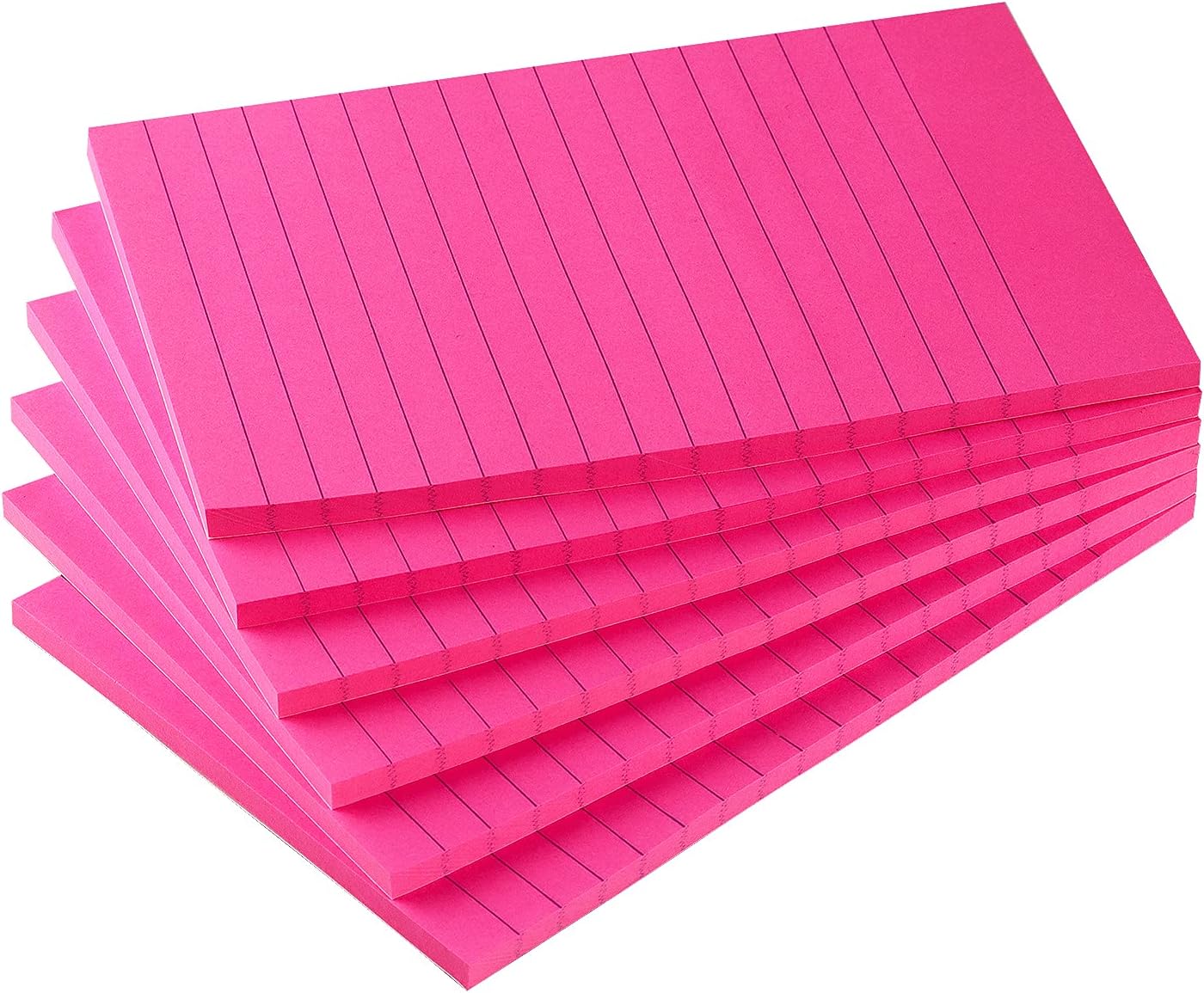 Early Buy 6 Pads Lined Sticky Notes with Lines 4x6 Self-Stick Notes Bright Color Sticky Notes, 45 Sheets/Pad (Rose Red)