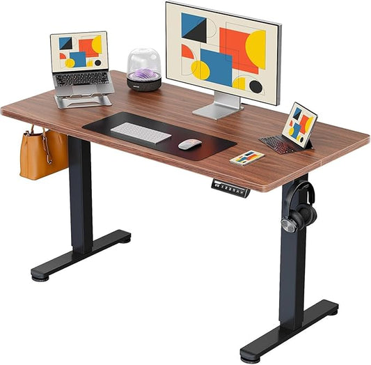 ErGear Electric Standing Desk, 44 x 24 Inches Height Adjustable Stand up Desk, Sit Stand Home Office Desk, with Two-Piece Desktop (Espresso)