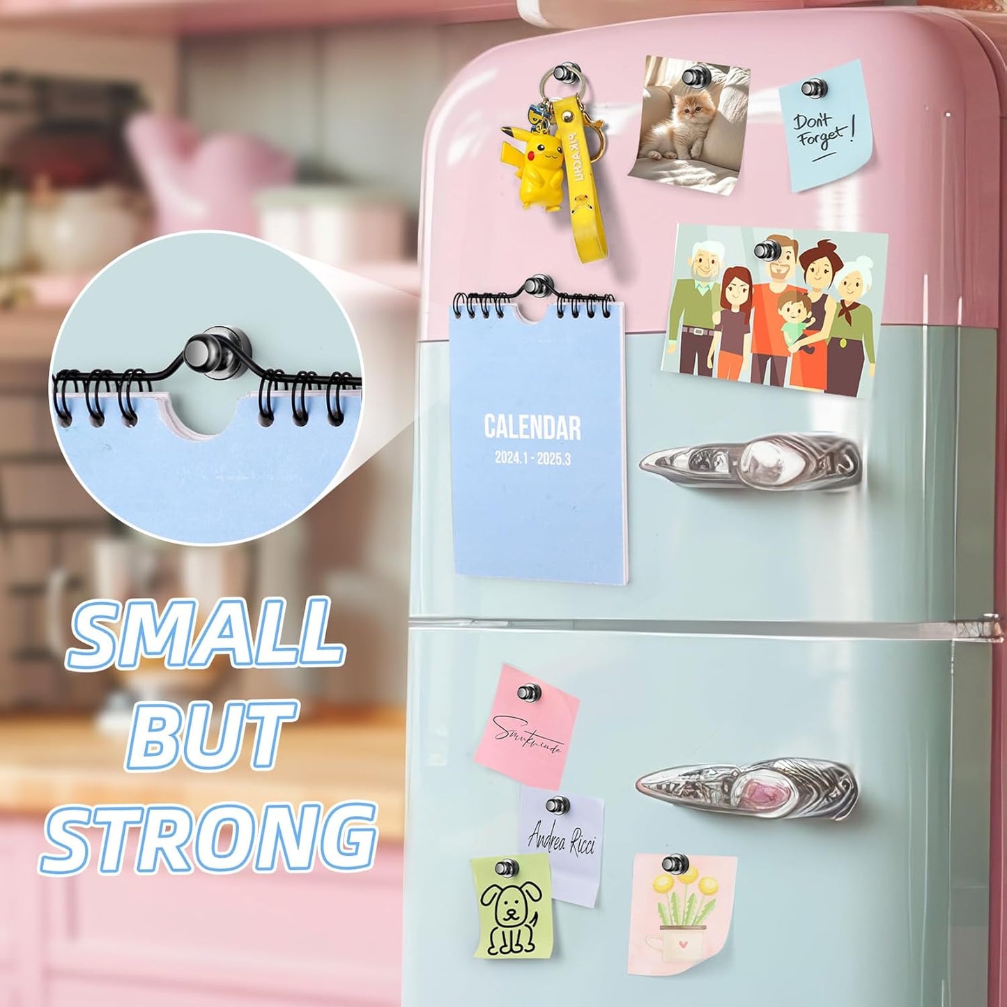 VNDUEEY 30Pcs Strong Fridge Magnets, Black Whiteboard Magnets Refrigerator Magnets, Magnetic Push Pin, Small Metal Magnets for Locker, Map, Kitchen, Office, School, Adults