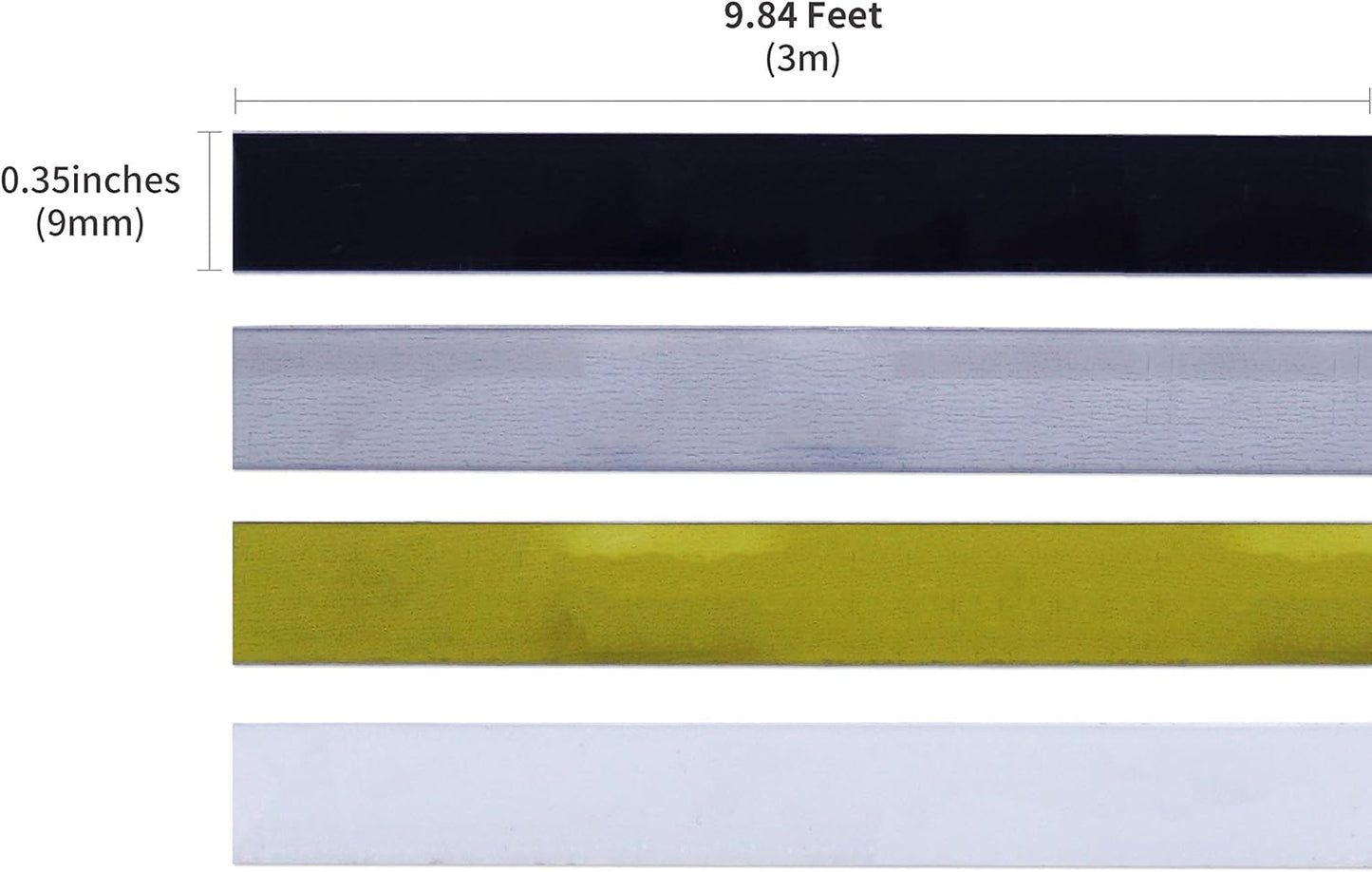 Motex Refill Tape for Embossing Label Maker, 4 Color Tapes, 3/8-Inch (Black, Transparent, Gold, Silver)