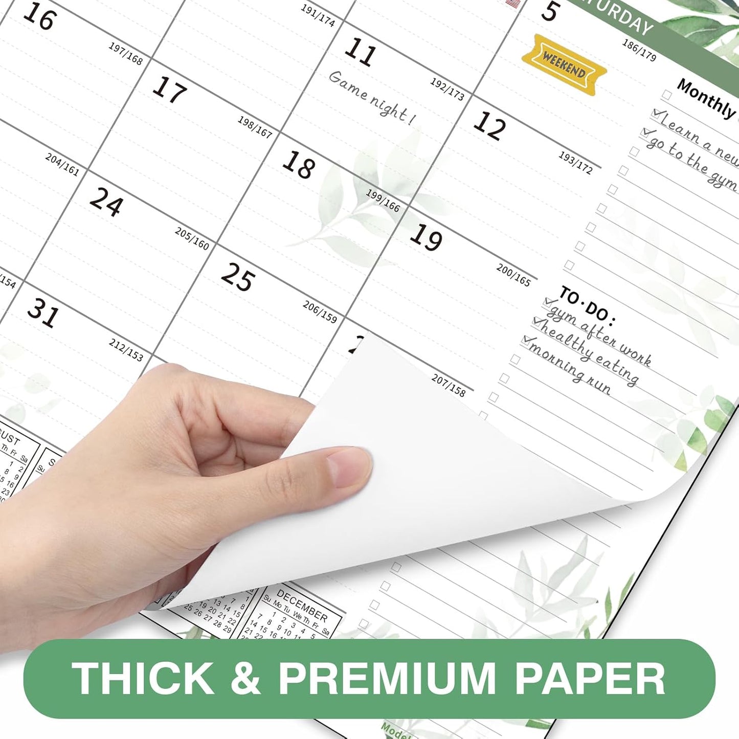 Ospelelf 2025-2026 Calendar Magnetic Desk Wall Desktop Monthly Planner from July 2025 to December 2026 Large To Do Pad with Plastic Cover for Office 17" X 12" Plant