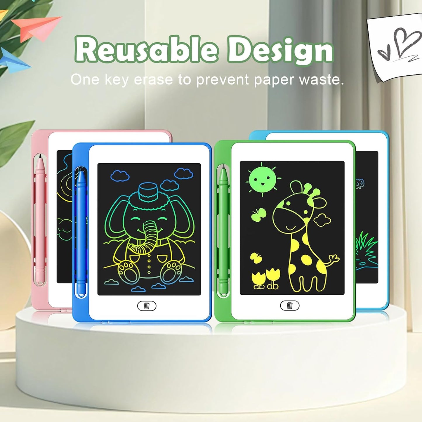 LCD Writing Tablet for Kids, 6.5 Inch Colorful Doodle Board Drawing Tablet, Educational Learning Toys Birthday Gifts for Girls Boys Age 3 4 5 6 7 8 (32 Pack)