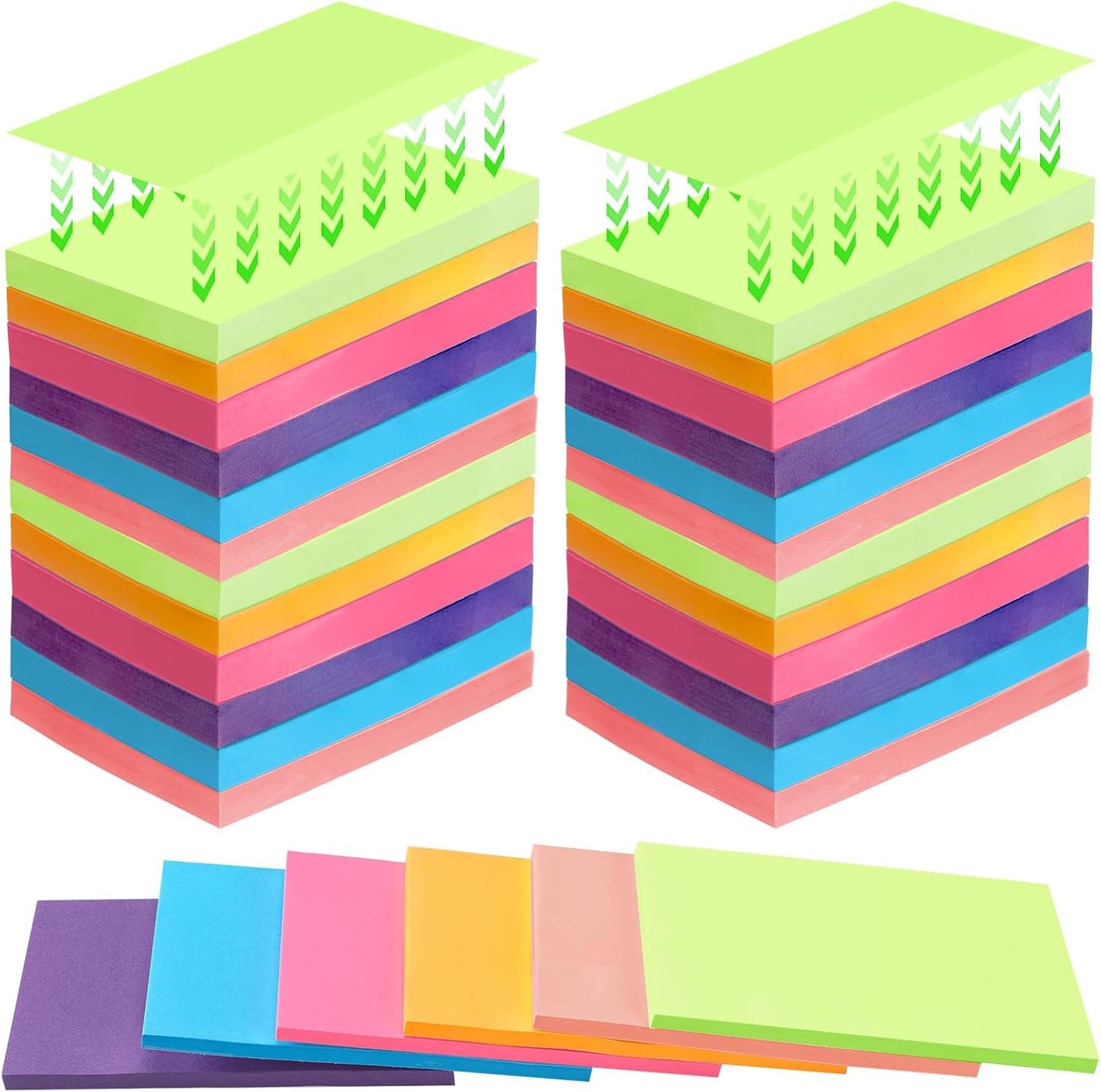 Kajaia 24 Pads Full Adhesive Sticky Notes Colorful Sticky Notes Adhesive Memo Self Stick Pads Easy to Post for Office Home School Meetings Supplies 6 Pastel Colors 80 Sheets/pad(3x5 Inches)