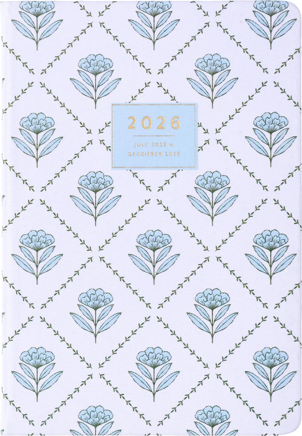 2025-2026 Eccolo 18 Month Linen Bound Planner, Monthly & Weekly Pages (5.25 x 7.75" - July 2025 - Dec 2026 - Blue Wallpaper)