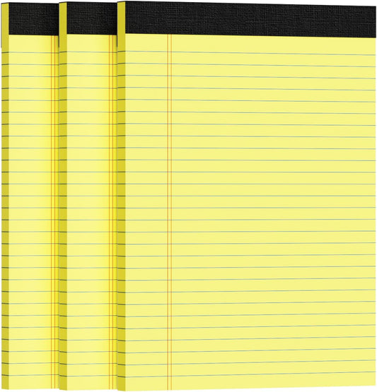 3pcs Legal Pads 8.5 x 11, Notepads 8.5 x 11 College Ruled Notebook, Writing Pads of Paper,Yellow Note Pads, Memo Pad Papers Perforate Legal Notepads Narrow Ruled Line,30 Sheets/Pack