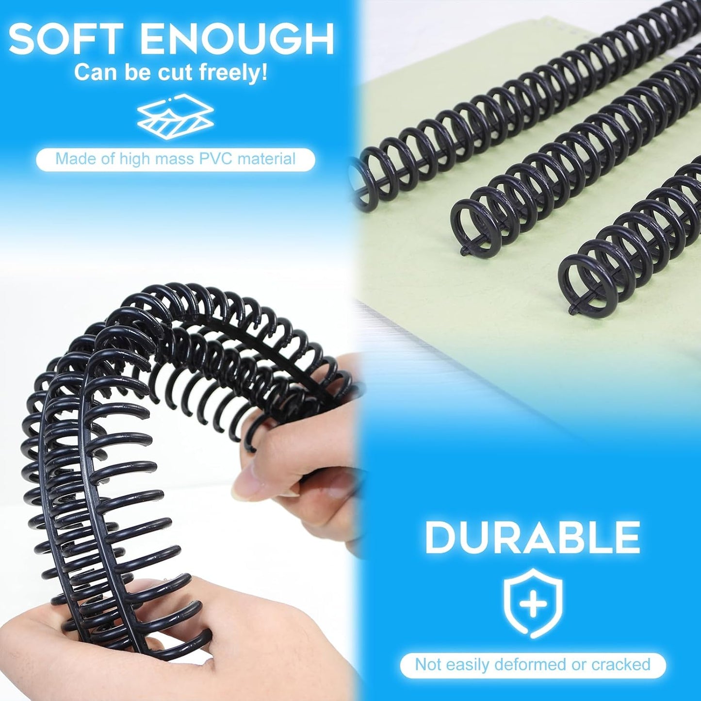 Rayson PROC1230BK Click Binding Spines, 3:1 Pitch, 1/2" Diameter, 90 Sheets Binding Capacity, Black, 30/Box