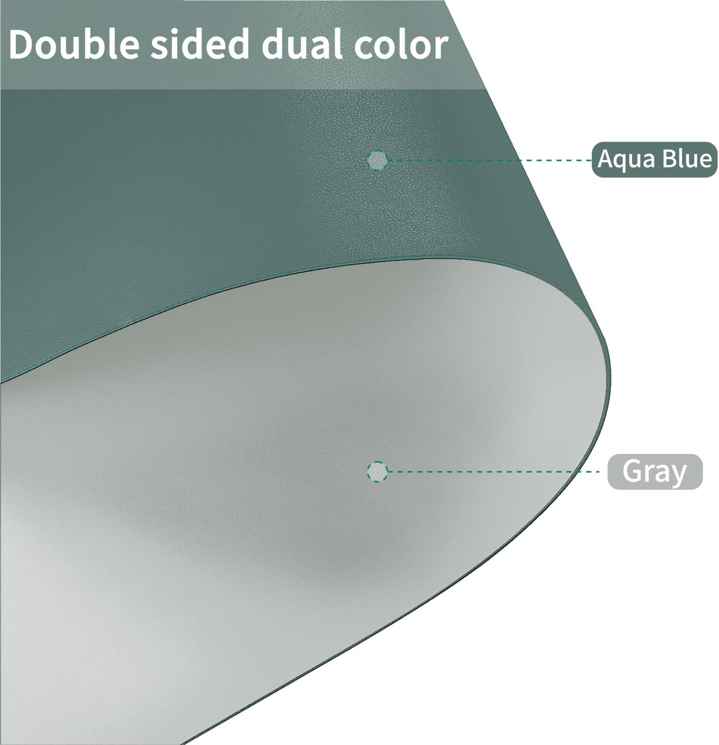 Leather Table Cover,1.8mm Thick,30x60 Inch Desk Cover,Large Desk Mat,Table Protector,Table Cover Protector,Dining Table Cover Protector,XL Desk Mat(Aqua Blue+Gray,30x60)