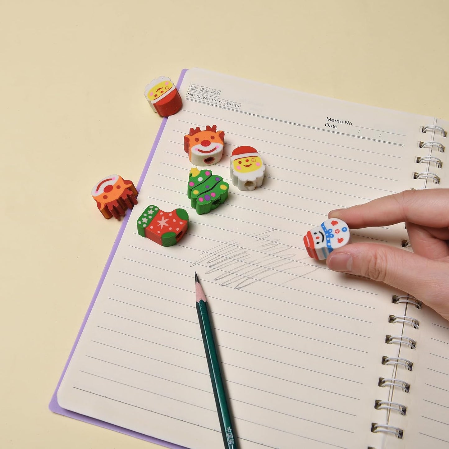 42Pcs Christmas Eraser Toppers for Kids Boys Girls, Mini Christmas Eraser Tops Bulk for Stockings Stuffers