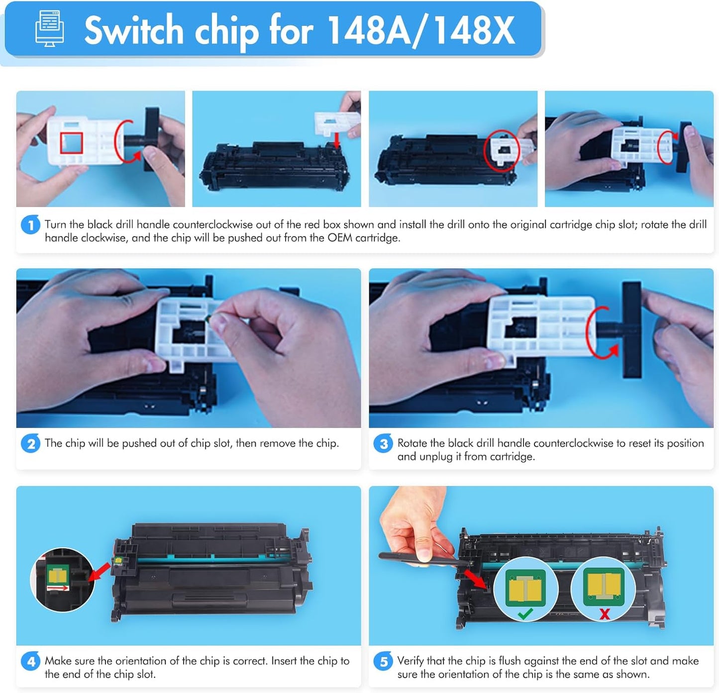 148A Toner Cartridge Black 148X Compatible Replacement for HP 148A 148X W1480X W1480A for HP Laserjet Pro 4001n 4001dw 4001dn MFP 4101fdw 4101fdn Printer Ink (2 Pack)
