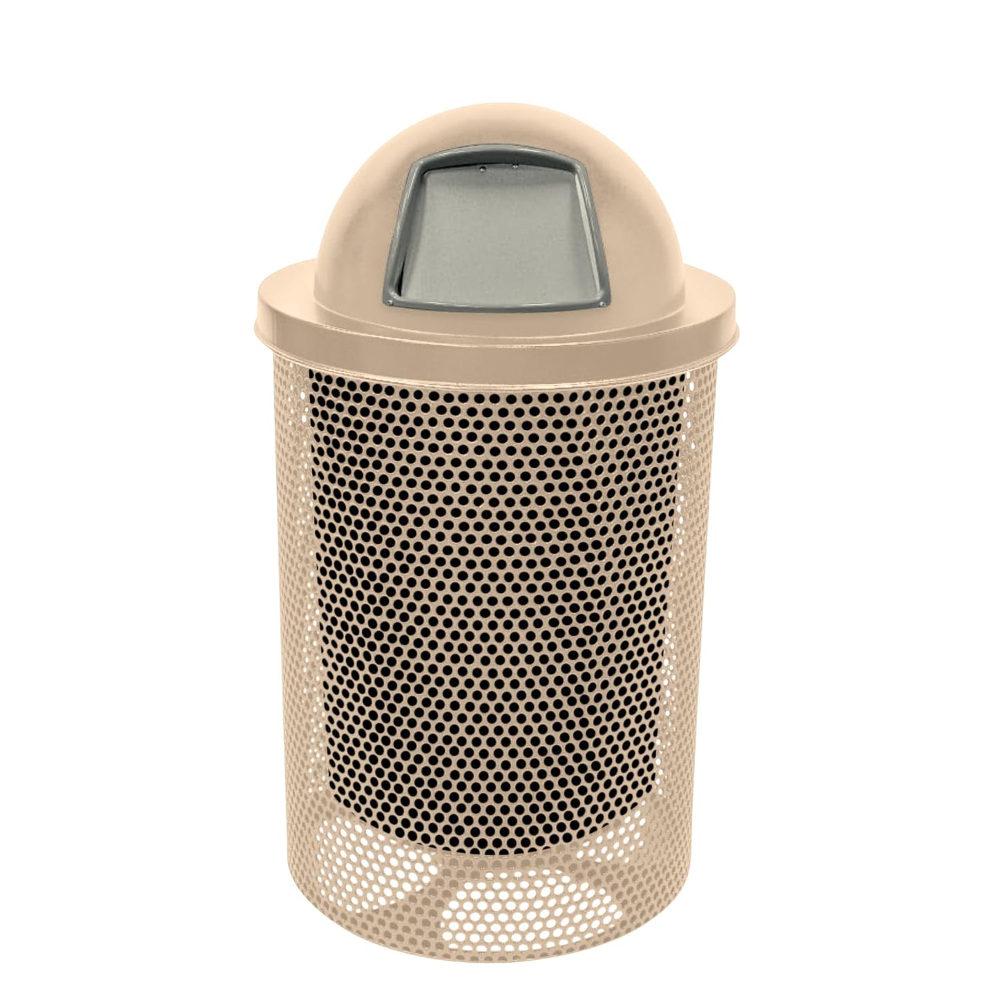 RDT-P-TAN Heavy Duty Round Trash Receptacle with Dome Top, Liner Included, 32 Gallon, Tan, Made in America