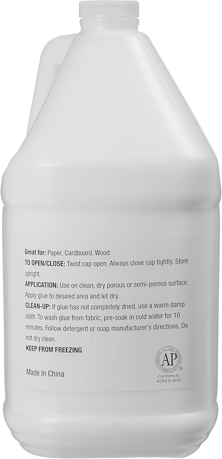 Amazon Basics All Purpose Washable School Craft Liquid Glue for Making Slime, White, Single Pack, 1 Gallon