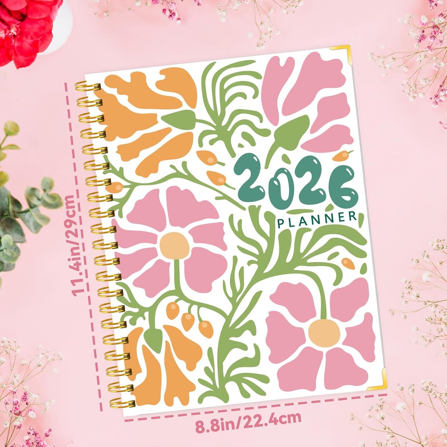 Large 2026 Planner – Weekly & Monthly Planner Organizer from January 2026 - December 2026, 8.8"x11.4" Daily Agenda Planning Book with Pocket, Stickers & Tabs for Women Students Office, A4 Size