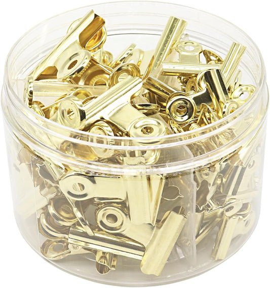 YCVIORING Gold Bulldog Binder Paper Clips, Assorted Sizes Set, Paper Clamps for School, Office and Home Kitchen (53 Pack)