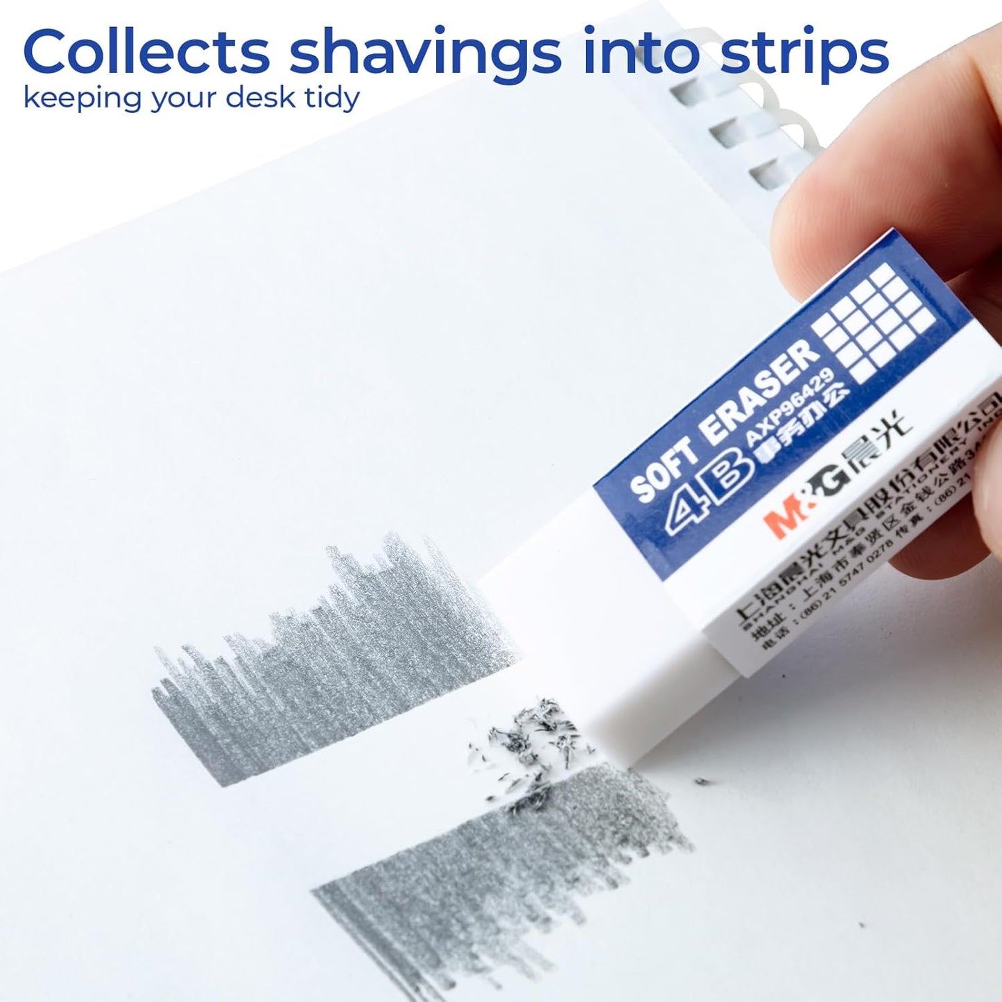 M&G 30 Pack Large Erasers Pencil Erasers, 4B White Rubber Eraser Rectangular Bulk for Kids School Students Office, Art Erasers for Drawing