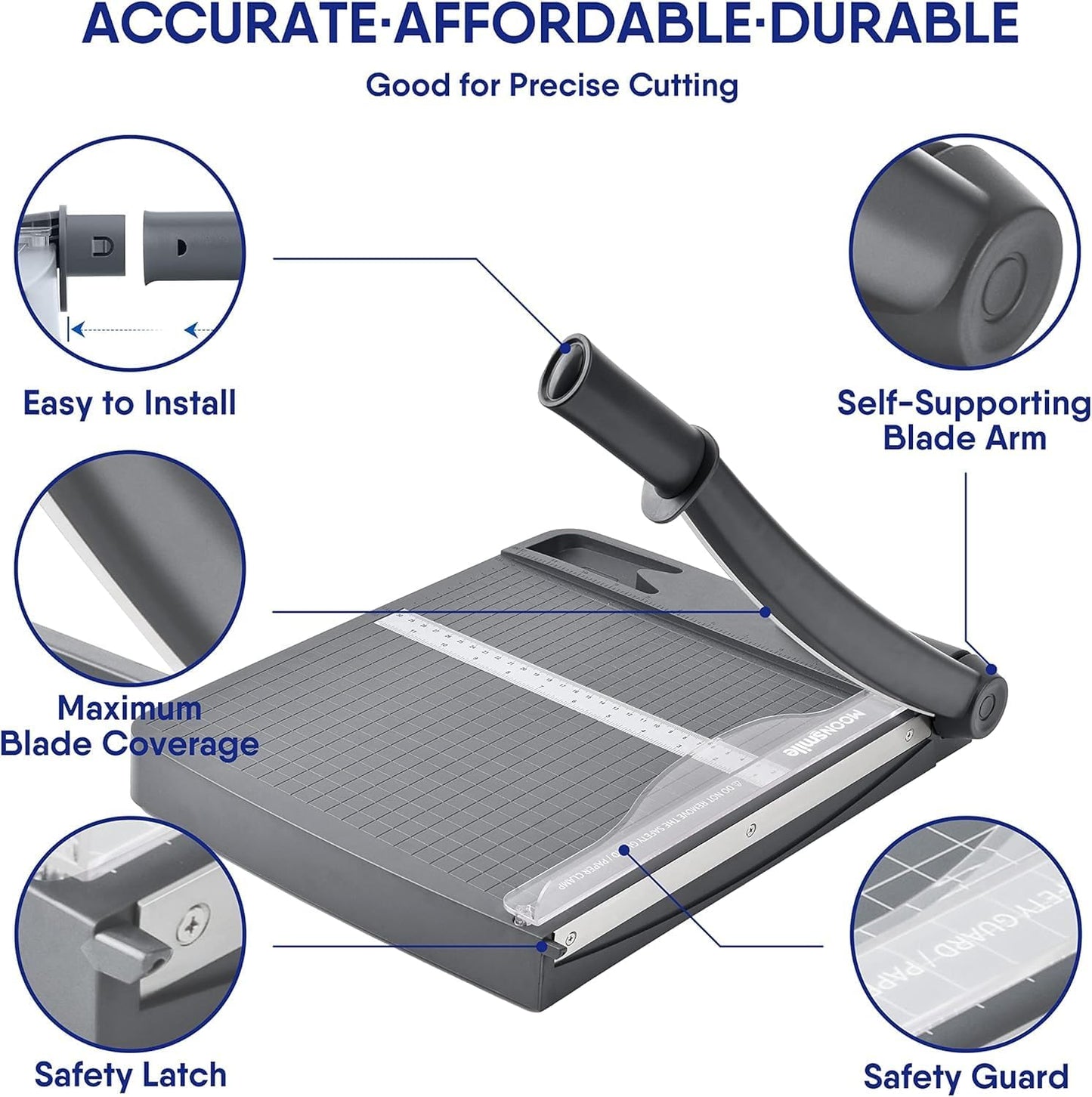Paper Trimmer, Paper Cutter 12" Cutting Length Heavy Duty Paper Cutter with Storage Drawer, Safety Protection and Blade Lock, 12 Sheets Capacity, Cardstock/Cardboard/Laminate