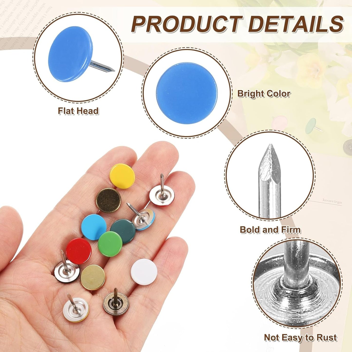 uxcell 100Pcs Upholstery Tacks, 11mmx13mm Flat Head Thumb Tack Decorative Furniture Nails Push Pins for Furniture Sofa Headboards, Blue