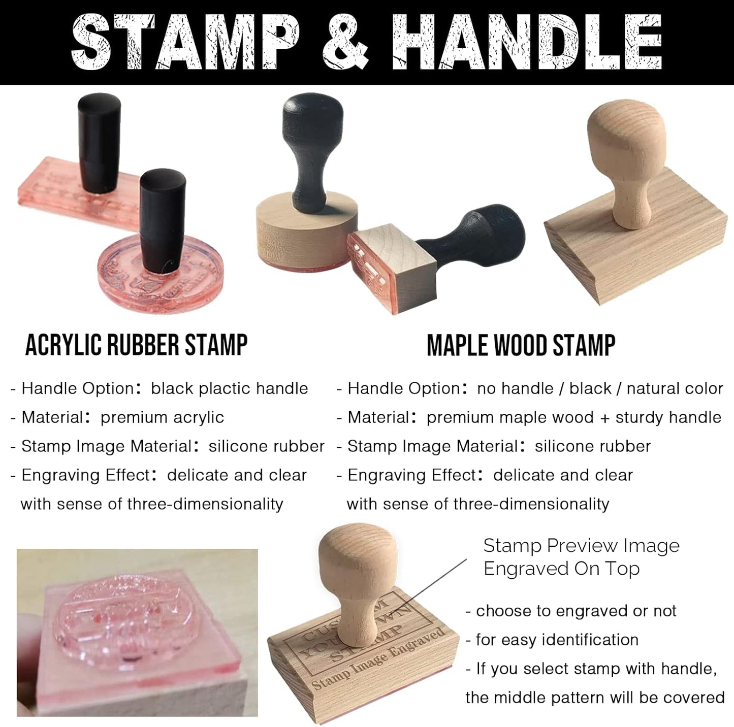Custom Stamp with Logo Text - Personalized Rubber Stamp with Handle - Address Stamps for Business or Crafting - Rectangle 1"x2"