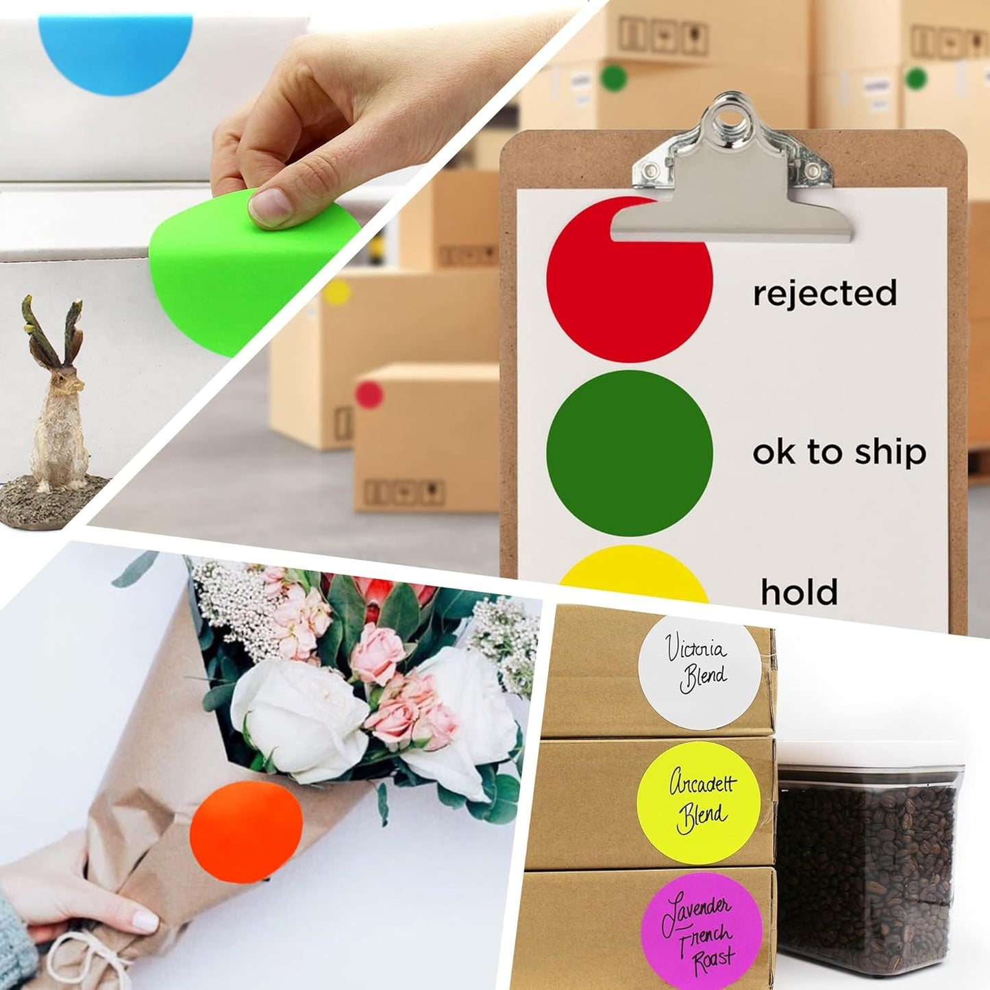 ChromaLabel 3 Inch Circle Sticker Labels, High Visibility Round Colored Stickers, Permanent Stickers - 500 Sticky Dots per Roll, Fluorescent Pink Label Sticker