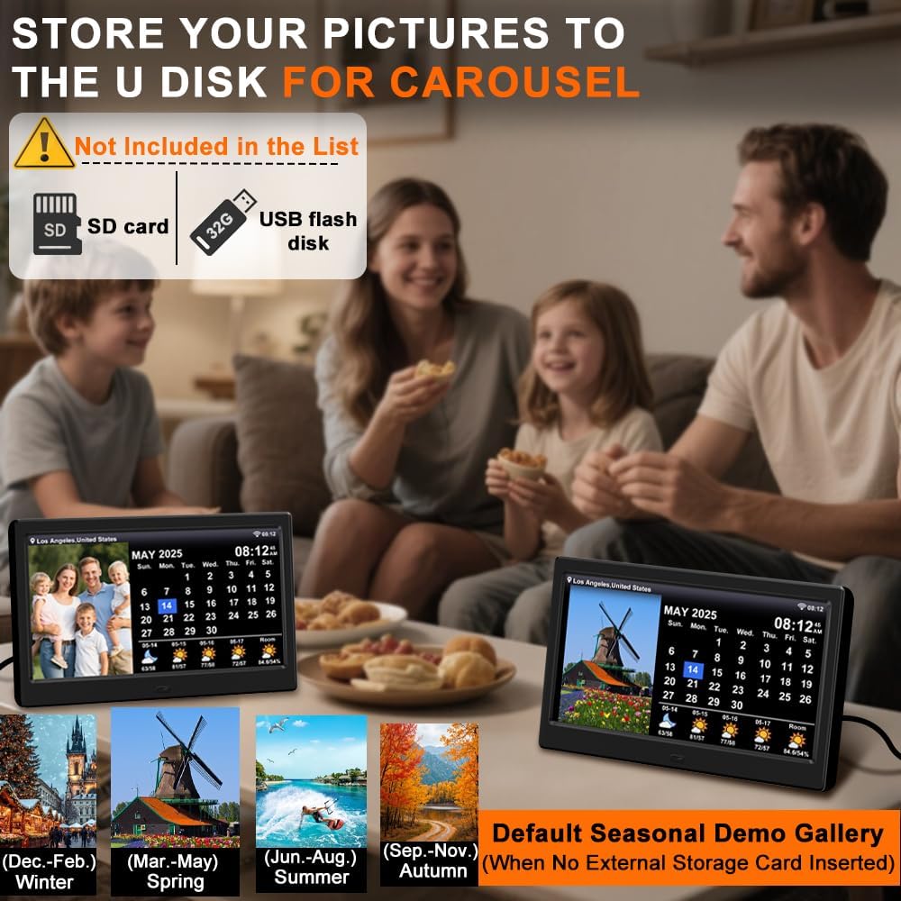 2025 Digital Clock with Weather Forecast & Temperature/Humidity Large Display,Auto Time Sync, Custom Alarms & Medication Reminders, Elderly Memory Loss