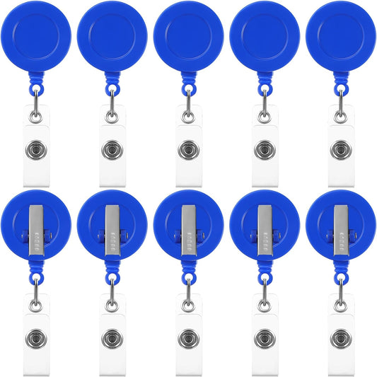 Zonon 50 Pieces Retractable Badge Holder Reels with Swivel Alligator Clip, ID Card Holder Name Badge Reel Clips for Students Teachers Office Workers (Blue)