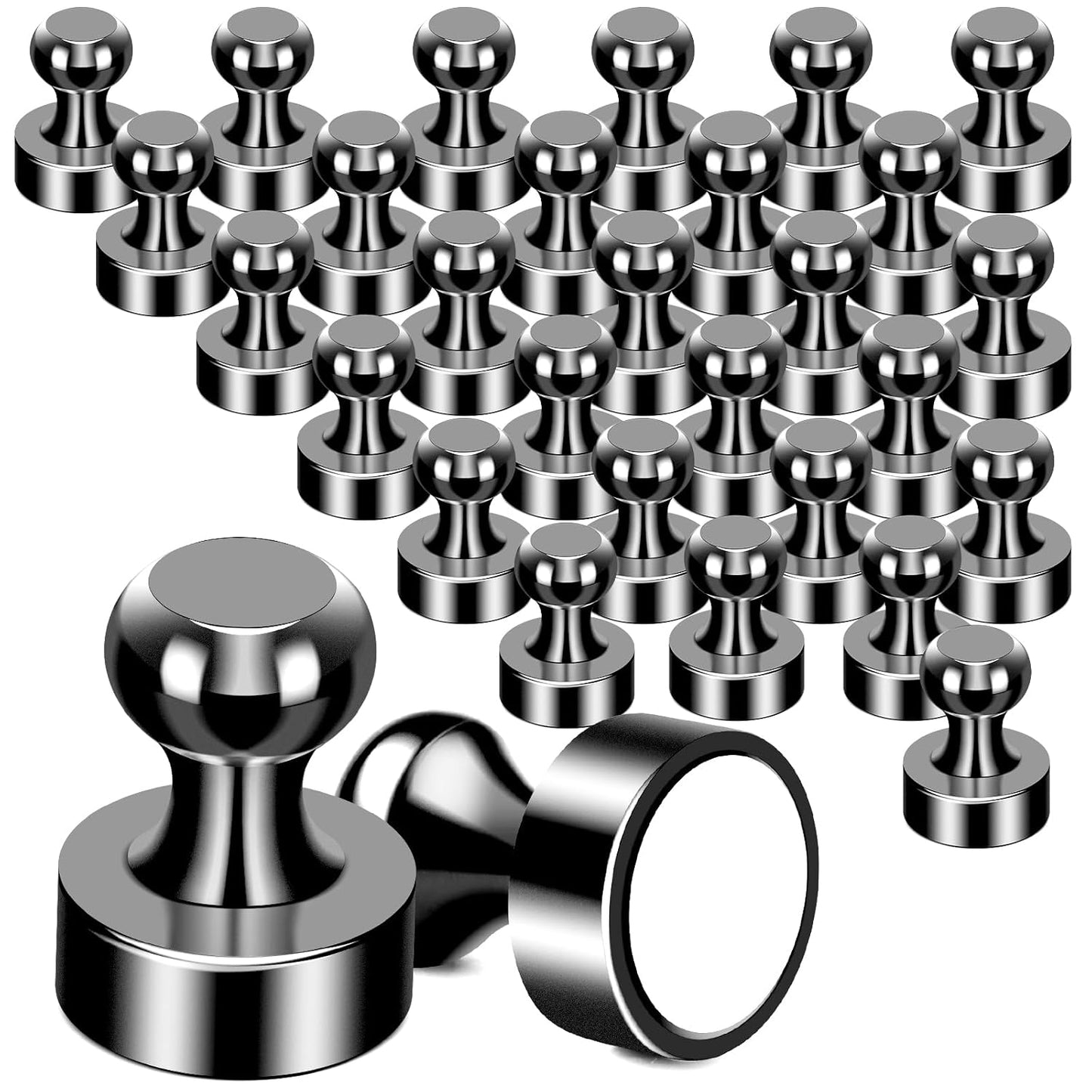 MIKEDE 30Pcs Fridge Magnets, Refrigerator Magnets Strong for Pictures, Neodymium Magnetic Push Pin Magnet Heavy Duty for Whiteboard, Office, Classroom, Locker, Whiteboard and Map Magnet
