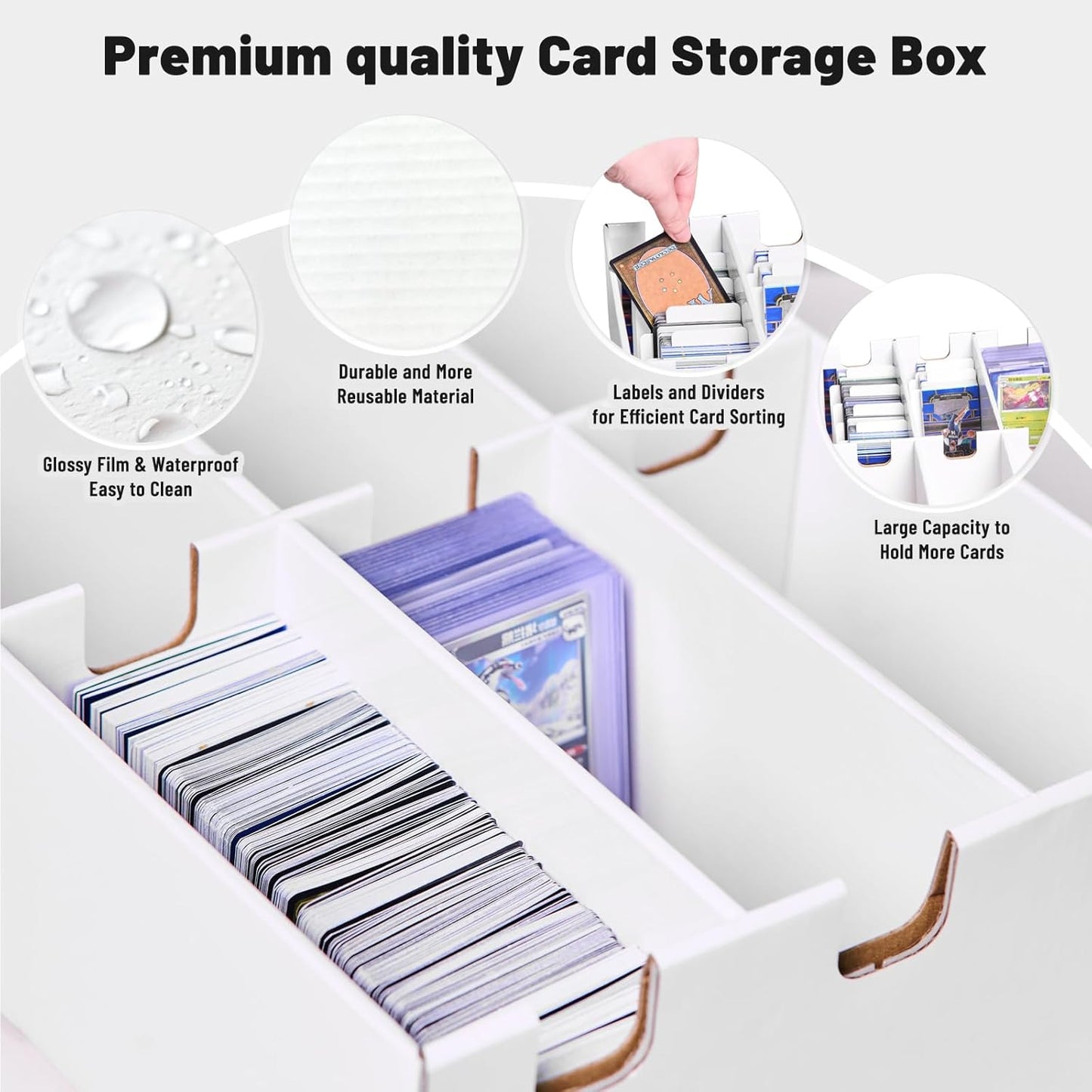 NUMINA 2 Pack High Capacity 3 Row Trading Card Storage Box 6-Cell Organizer Holds 3200+ Cards Fits MTG, Sports, TCG Compatible with Toploaders & Magnetic Cases