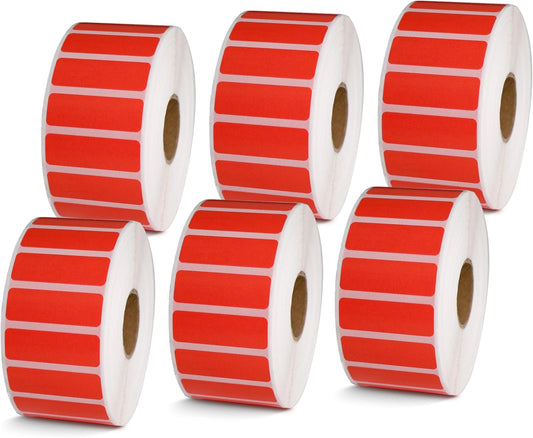 BETCKEY - 1.5" x 0.5" File Folder & Address Labels Compatible with Zebra & Rollo Label Printer,Premium Adhesive & Perforated[Red, 6 Rolls, 14100 Labels]