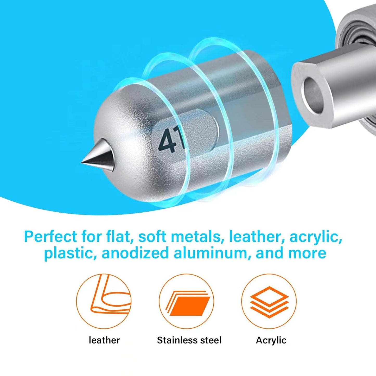 Engraving Tip for Maker Cutting Machines - Premium Carbide Steel Engraving Tool for Flat, Soft Metals, Leather, Acrylic, Plastic, Anodized or Sublimated Aluminum