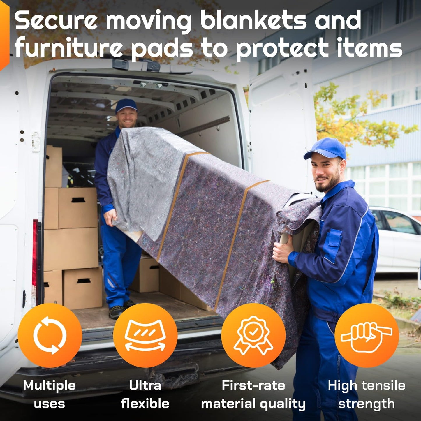 IDL Packaging 56" Strong, Elastic & Flexible Rubber Bands, Pack of 8, Beige - 2X Elasticity, 80% Natural Rubber - Extra Strong Mover Bands for Furniture, Boxes, Moving Blankets