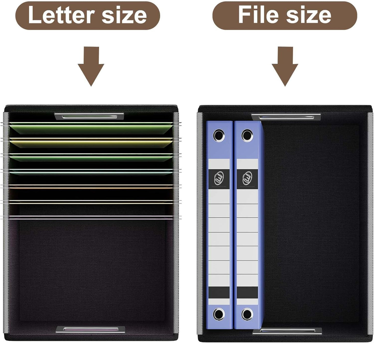 Huolewa File Organizer Boxes with Lids, Collapsible Faux Leather Hanging File Folder Box Organizer with Plastic Slide, Decorative Home/Office Filing System Boxes for File and Folders Storage