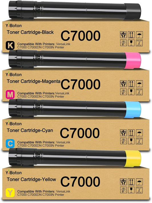 VersaLink C7000 High Capacity Toner Cartridges Replacement for Xerox 106R03757 106R03758 106R03759 106R03760 Toner Compatible for Xerox Versalink C7000 C7000DN Printer (Black Cyan Magenta Yellow)