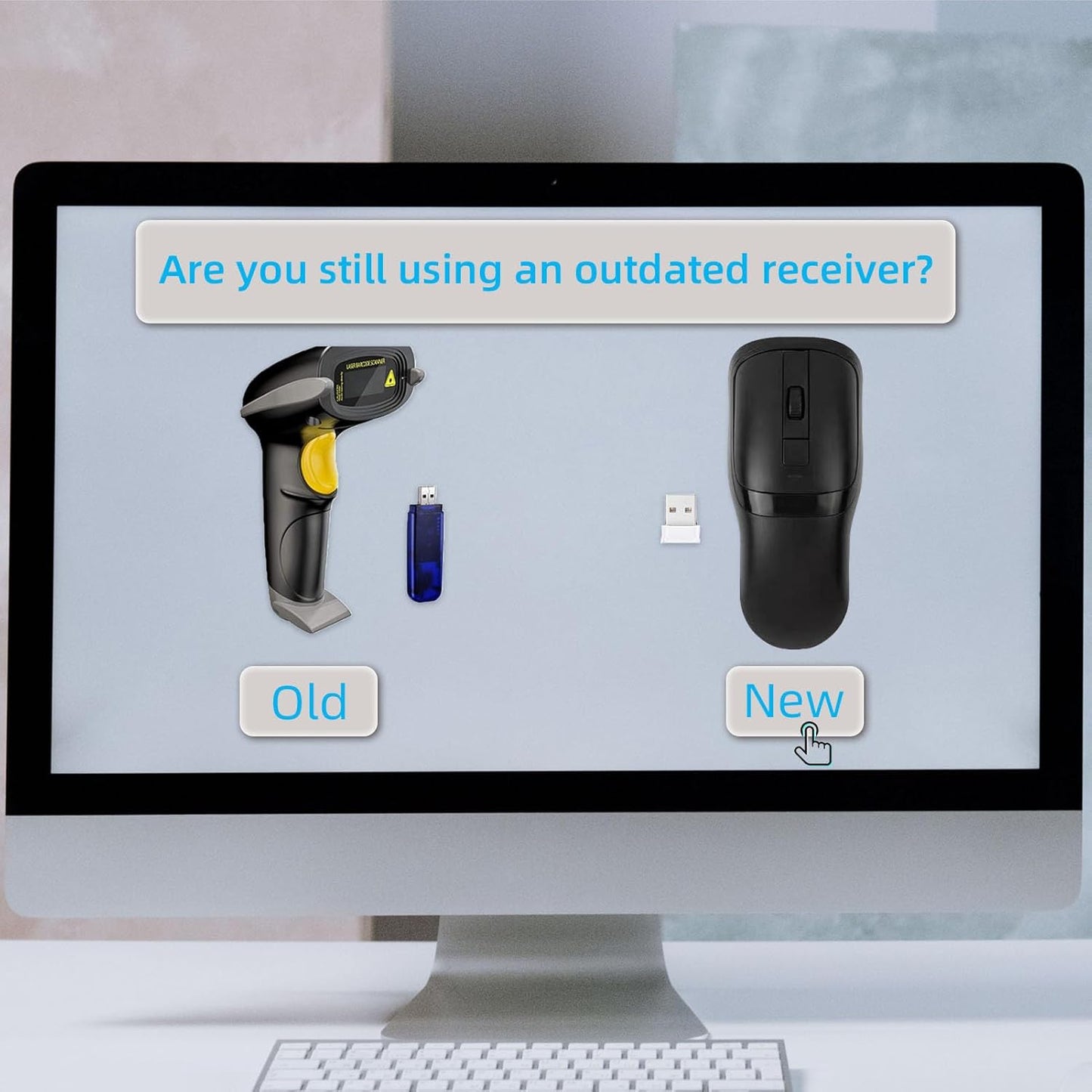 New Wireless Mouse Barcode Scanner, 2-in-1 Design 2D Handheld Barcode Scanner with Wireless Mouse Functions for POS System,Store,Supermarket, Warehouse.(Black)