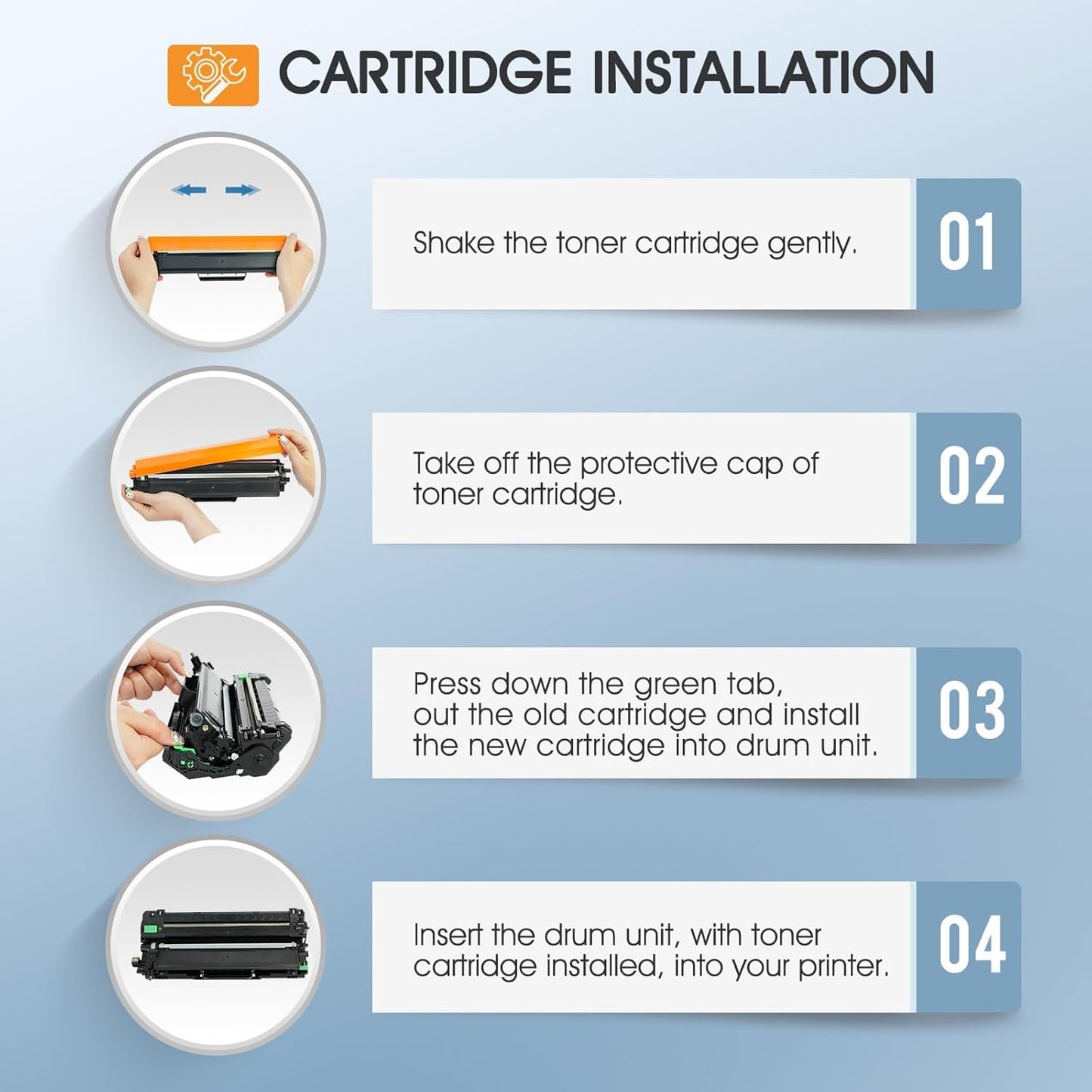 TN227 TN-227BK/C/M/Y High Yield Toner Cartridge 4 Pack: Compatible Replacement for Brother TN 227 TN-227 TN-223BK/C/M/Y TN223 for HL-L3270CDW MFC-L3770CDW HL-L3290CDW MFC-L3750CDW HL-L3210CW Printer
