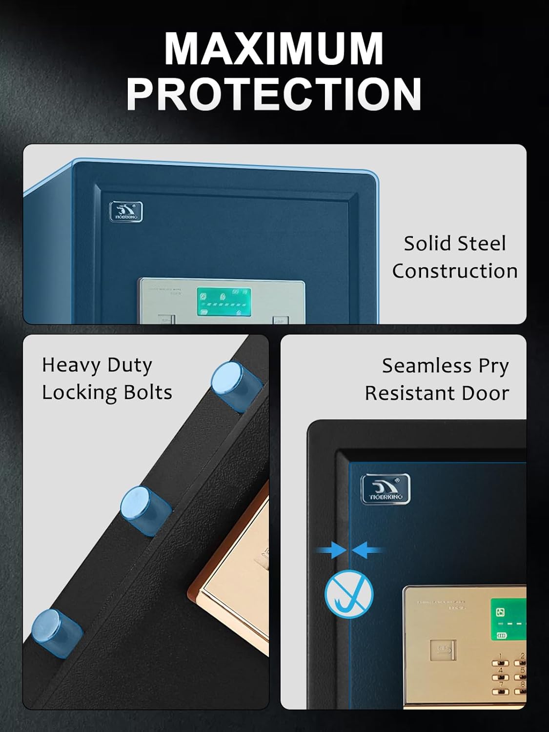 TIGERKING Safe Box,1.5 Cubic Feet Big Home Safes with Digital Lock for Home and Office