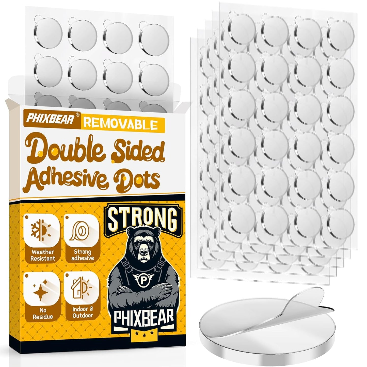 Upgraded 360Pcs Double Sided Tape Sticky Dots with Pull Tab, Removable Adhesive Mounting Putty No Trace Dots, 0.6" Clear Sticky Tack for Museum Picture Crafts & DIY