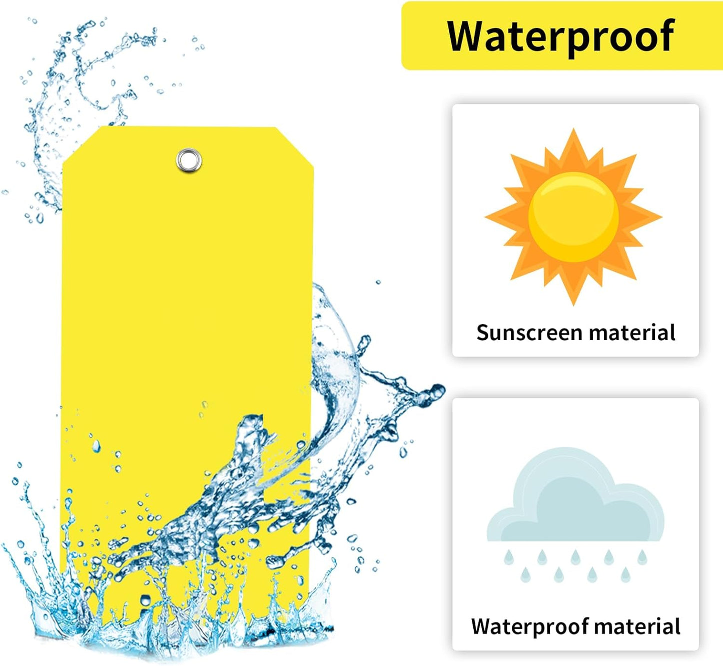 1000 Pieces 4 3/4" x 2 3/8" Plastic Shipping Tags Yellow Labeling Tags Writable Hang Tags with Reinforcement Hole Waterproof Luggage Tags for Equipment Car Parts Without Wires