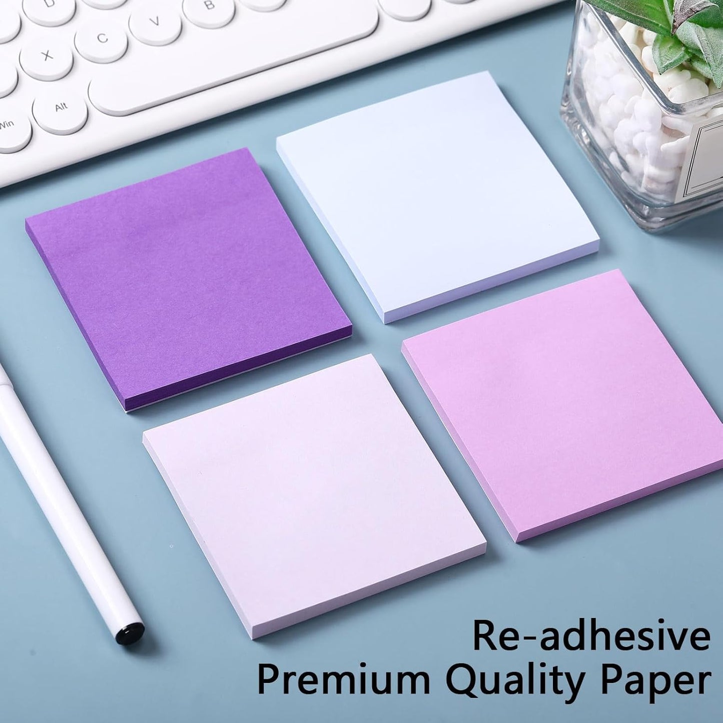 Thenshop 36 Pads Sticky Notes 3''x3'', Self Stick Notes Pads Office Supplies, 50 Sheets/pad Colored Aesthetic Sticky Accessories Home, Office, Notebook(Purple)