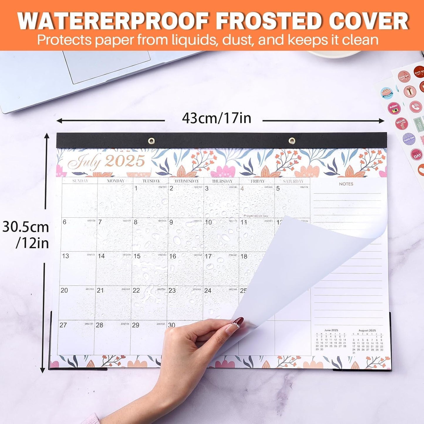 Lateefah Desk Calendar 2025-2026, Runs July 2025 to December 2026, 2025 Desk Pad Calendar with to-do List, 18 Monthly 17" x 12" Desk Calendar for School, Home or Office