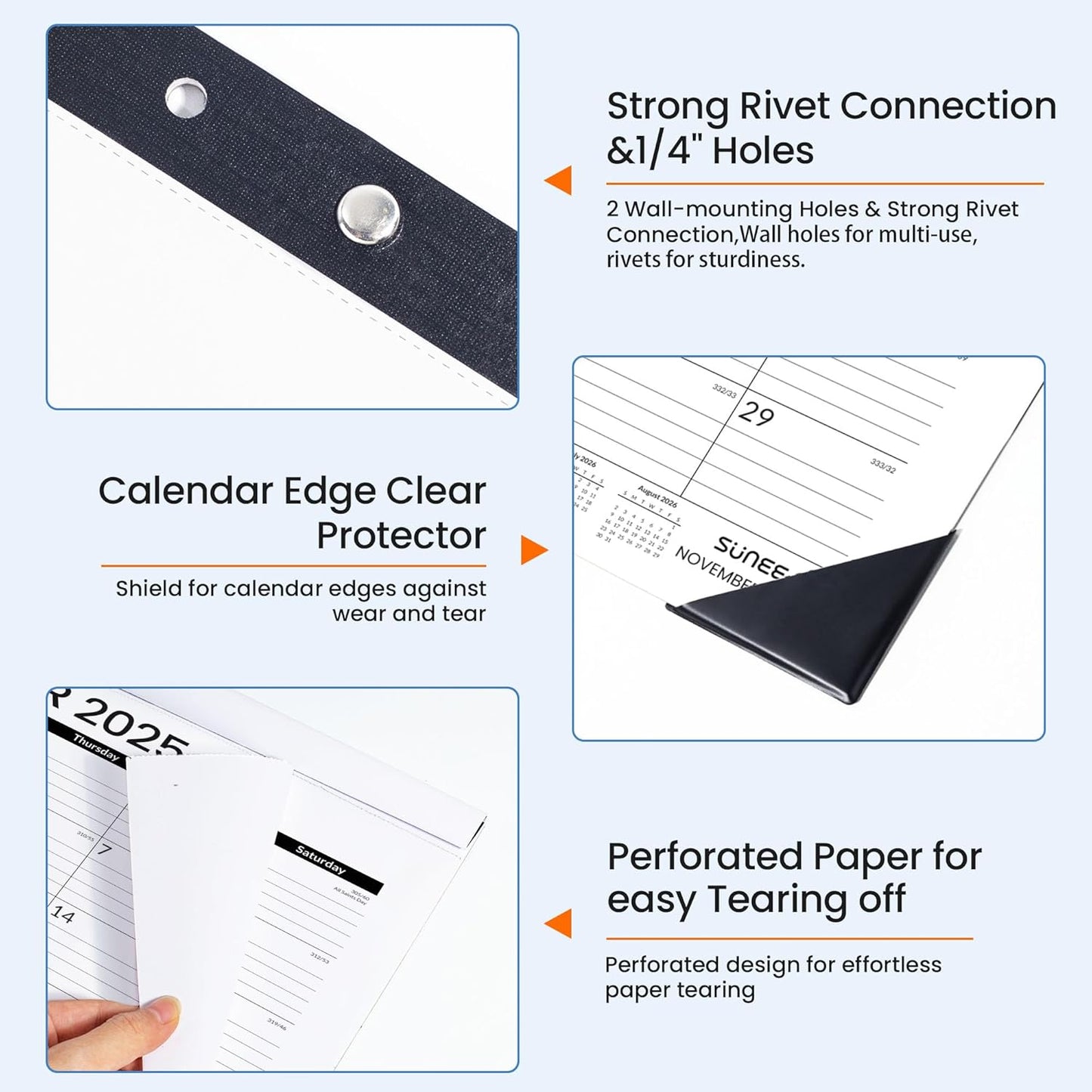 SUNEE Desk Calendar 2025-2026, 18 Months from Oct. 2025 to Mar. 2027, 17"x12" Academic 2026 Calendar for Home, School, or Office Desk Top Organizing, Black Monthy Calendar 2026