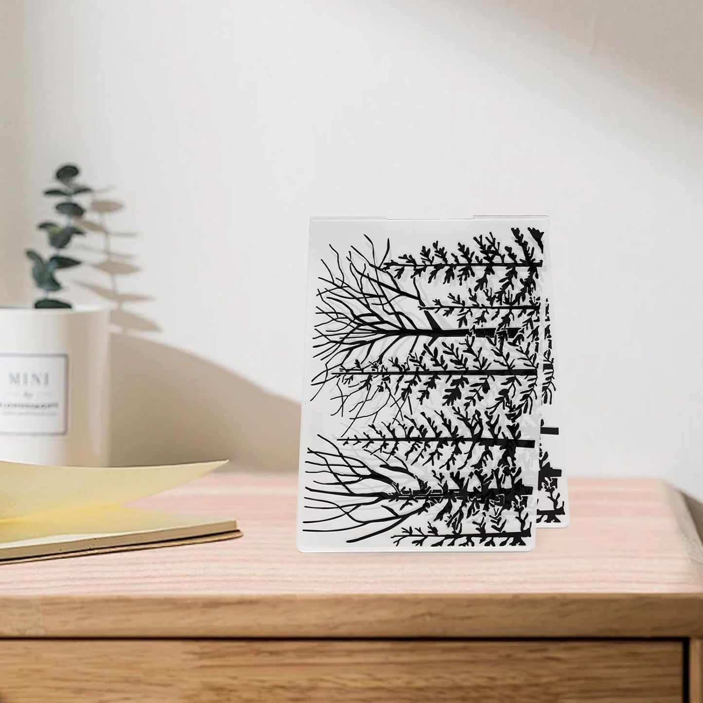 3D Textured Embossing Folders for Card Making, Forests Trees Plastic Embossing Folders Shrubs Plants Embossing Folder Craft Card Template for DIY Scrapbooking