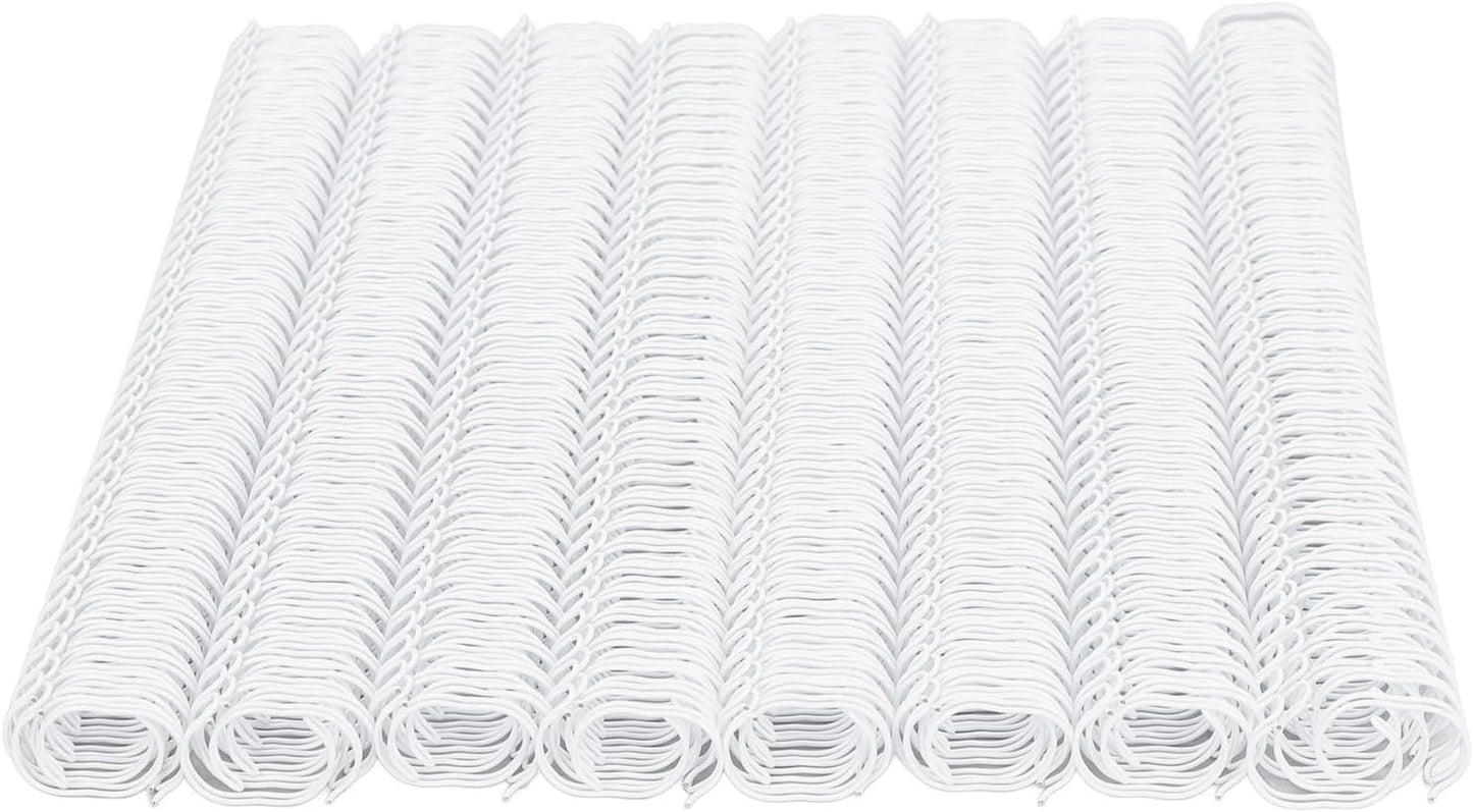 3 to 1 Pitch Twin Loop Wire Binding Spines, 3/8 Inch Book Binder Combs, 100 Pack Spiral Binding Coils for Booking Binder Machine, Students and Coworkers (60 Sheet Capacity, White)