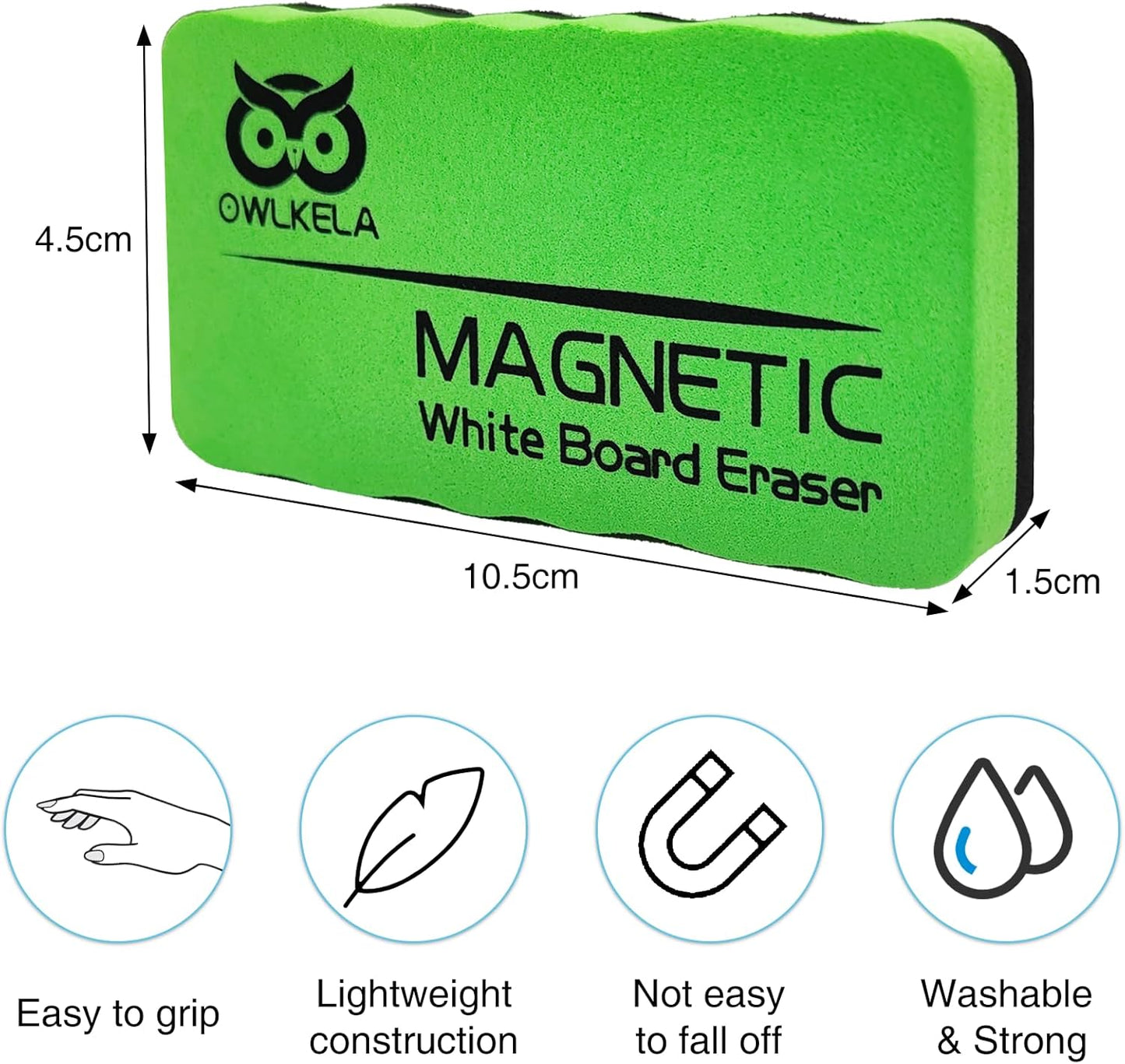 OWLKELA Magnetic Whiteboard Eraser, Dry Eraser Board Erasers, Dry Eraser for White Board, for Classroom, 4 Pack, Perfect for Home, College and Office Use