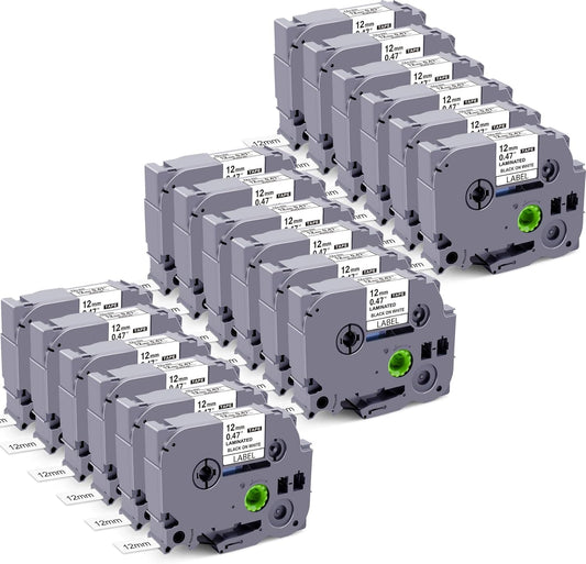 18x Compatible with Brother Label Maker Tape 12mm 1/2 Inch Laminated White TZe TZ TZe-231 P Touch Label Tape Compatible with Brother PT-D210 PT-D220 PT-D200 PT-H110 PT-2040 D610BT Tape Refill