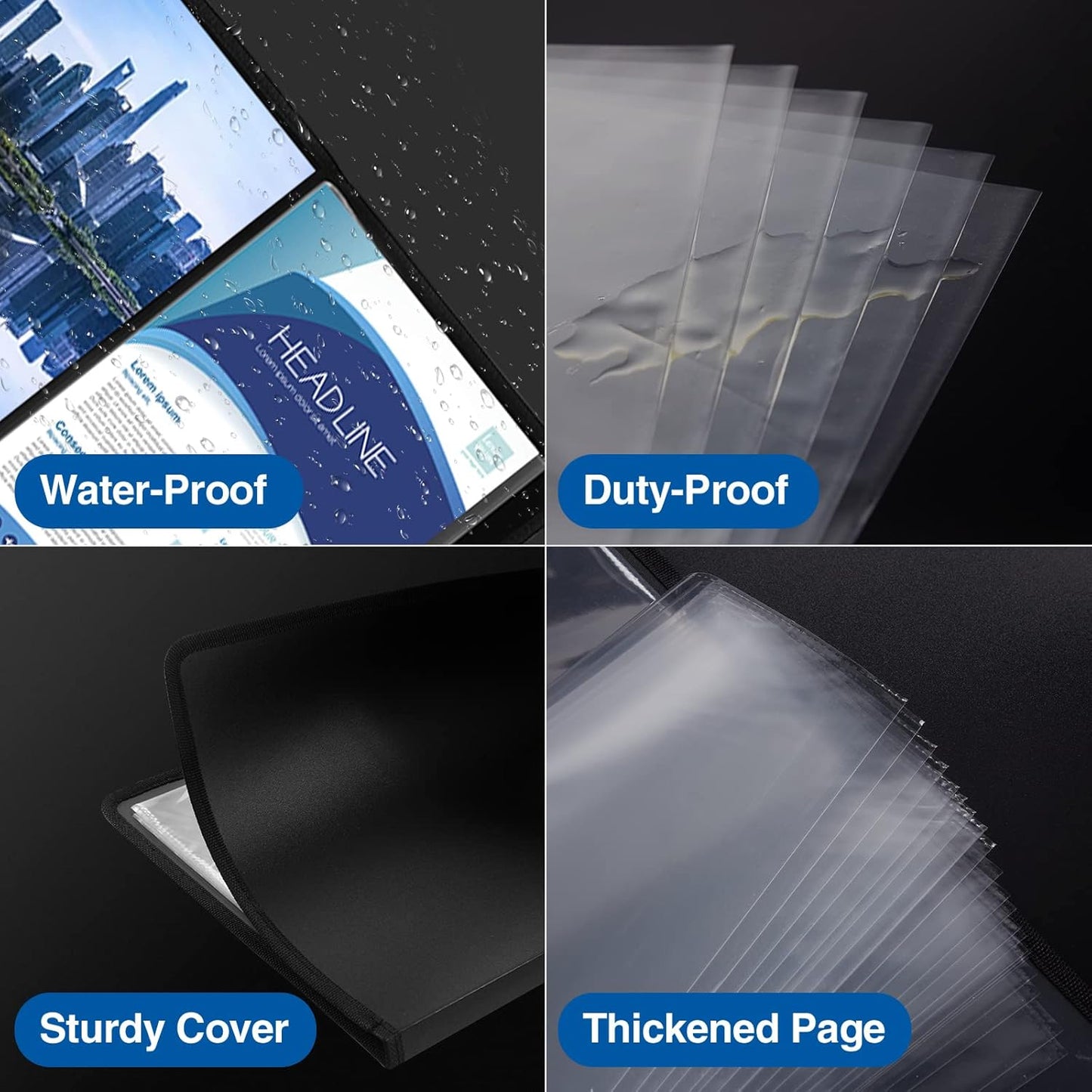 Sooez 30-Pocket Binder with Plastic Sleeves 8.5x11, Heavy Duty Art Portfolio Folder with Clear Sheet Protectors, Display 60 Pages, Presentation Book for Artwork, Document Organizer Binder - 4 Pack