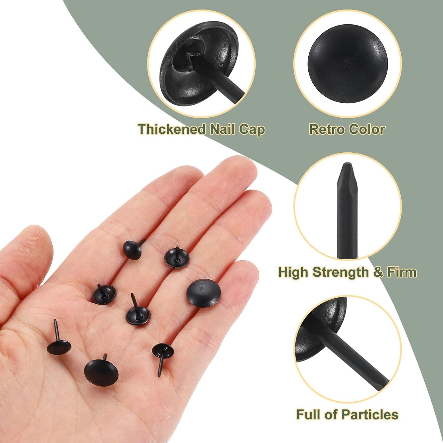 uxcell 100 Pcs Upholstery Tacks, 12 x 13mm Round Head Upholstery Nails Pins Vintage Decorative Furniture Tacks for Chairs Sofas Beds DIY Project, Black