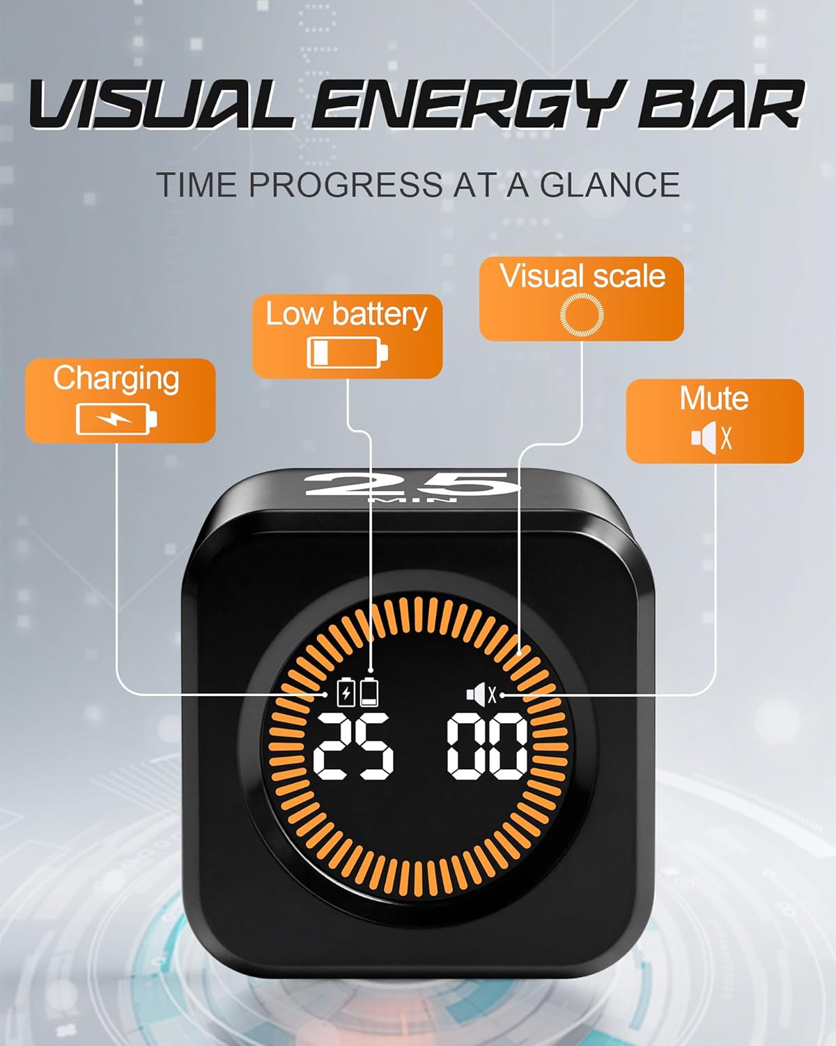 Pomodoro Timer Cube for Productivity — 5/25/10/50 Minutes Preset, Digital Gravity Sensor Desk Visual Timer for ADHD, Silent Mode, Ideal for Office, Study, Kitchen & Kids