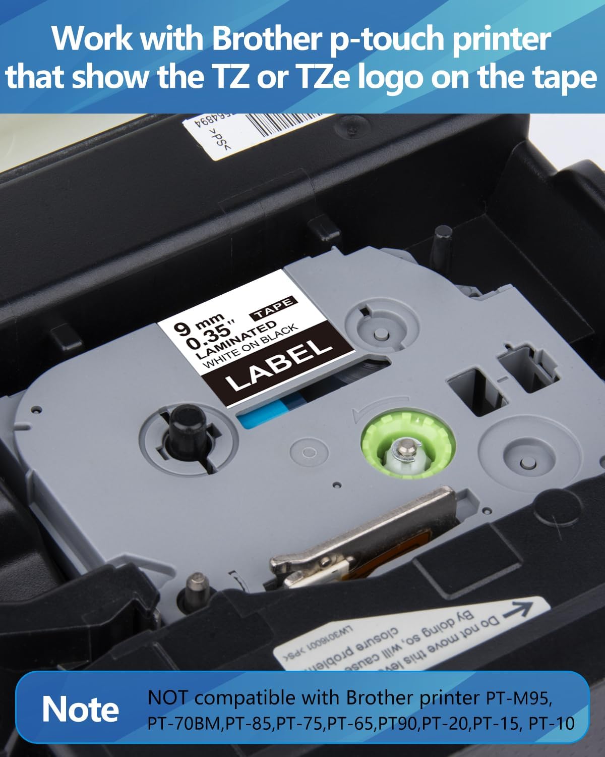 Weemay 3 Pack TZe-325 Compatible for Brother P-Touch Label Tape 9mm 0.35 White on Black TZe TZ Tape TZ-325 TZ325 TZe325 3/8 Label for PTouch PTD210 PTD220 PTH110BP PTD410 PTD600 Printer