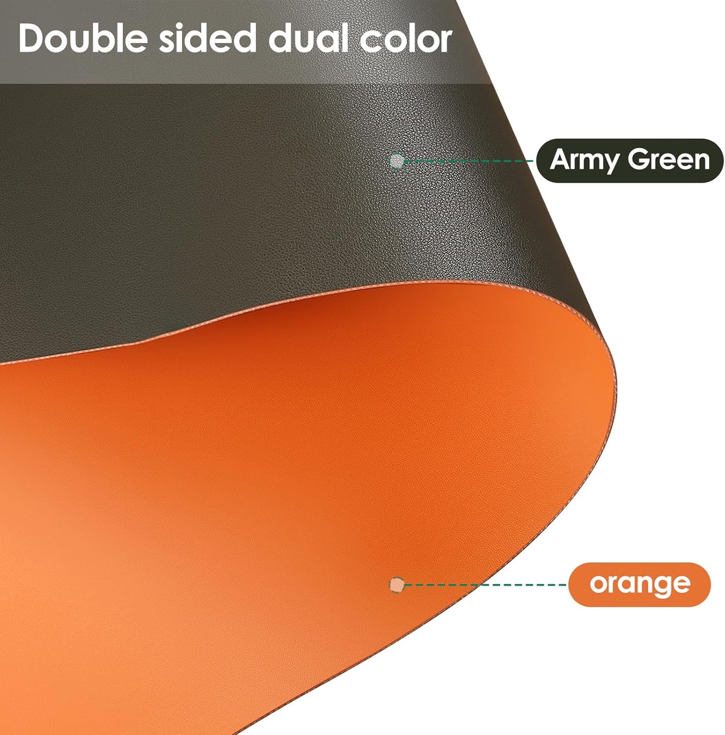 Leather Table Cover,1.8mm Thick,31.5x47.2 Inch Table Protector,Table Protector for Dining Room Table,Table Cover Protector,Dining Table Cover Protector(Army Green+Orange,31.5x47.2)